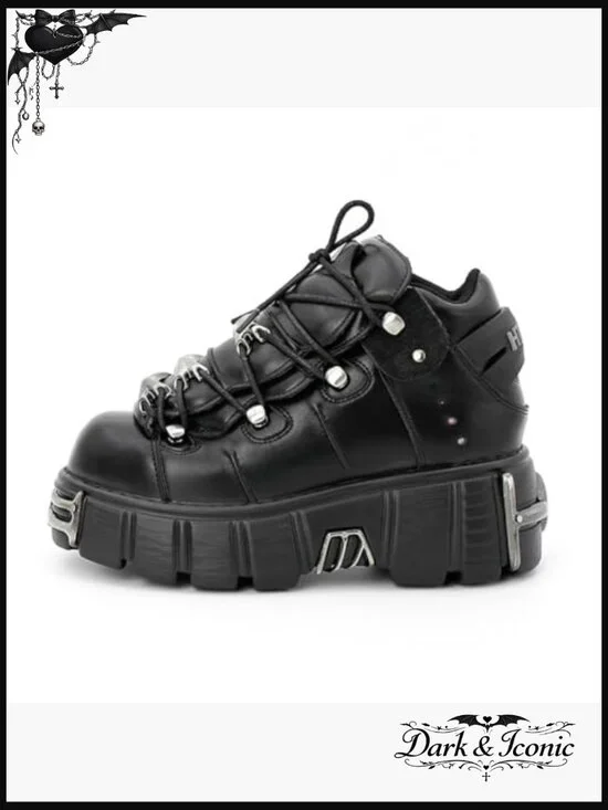 Women's Platform Combat Boots Lace-Up Ankle Boots Waterproof Synthetic Leather - Picture 3 of 7
